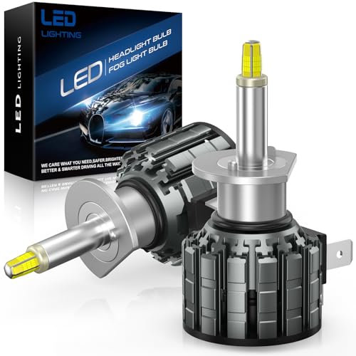 JOSHF Ampoule H1 LED, 110W 360°CSP 20000LM 6000K Blanc Phares Voiture-1 Pair H1 LED Voiture Ampoules Anti Erreur Remplacement Halogènes