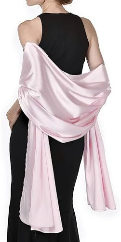 chuangminghangqi Châle Écharpe en Satin Femmes Étole Wrap Pashmina Châle de Mariage Longue pour Plage Fête Soirée Cérémonies Cocktail Bridemaids Bal de Promo (220cm*70cm, Rose)