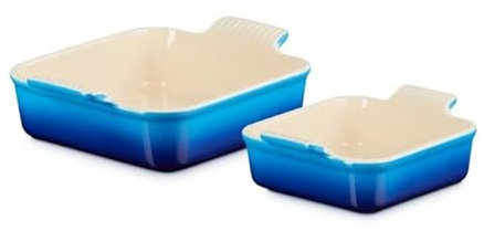 Le Creuset Stoneware Set of 2 Classic Square Baking Dishes, Blue