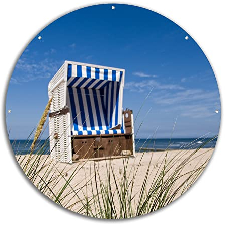 Wallario rundes Outdoor-Poster für Garten oder Balkon Strandkorb, Motivbanner 60 cm Durchmesser