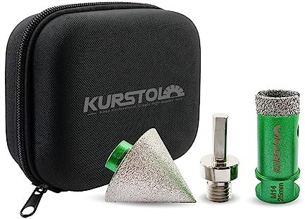 KURSTOL Forets Diamant Boîte - Trépan Diamant 25MM +50MM Fraise Diamantée Carrelage+Tige Triangulaire Adaptateur M14 Filetage pour Perçage à sec en Porcelaine Carrelage Granit Marbre