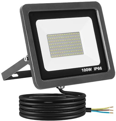Maxesla Faretto LED da Esterno, Faro 100W Super Luminoso 10000LM, IP66 Impermeabile Faretti LED Esterni, 144 LED Fari LED da Esterno, Faro Esterno LED Luce Naturale, per Parco, Giardino, Garage