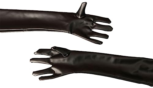 Damen Plus Size PVC Kunstleder Glänzend Lange Handschuhe Cosplay Handschuhe Bühnenleistung Club Damen PU Latex Matt Schwarz ES