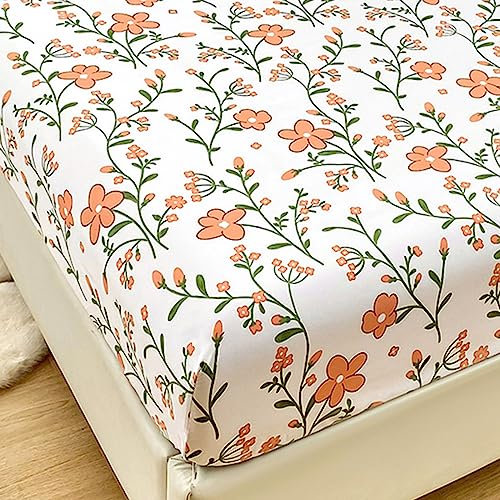 Odot Spannbettlaken für Boxspringbetten, Pflanze Muster Spannbetttücher Mikrofaser bis 25cm, Superweiches Spannbetttuch Bettlaken für Kinder Einzelbett Doppelbett (180x200x25cm,Floral)