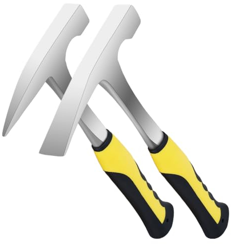 2-teiliges Set: 652 g Steinhammer, Ganzstahl-Geologenhammer, mit flachen und spitzen Köpfen ausgestattet mit rutschfesten Griffen, geeignet für Goldbergbau und Exploration. (Stil-7)
