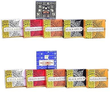 Rushant Premium Masala Räucherkegel, sortiert, 6 Packungen x 10 Kegel, ideal für Meditation, Yoga, Aromatherapie, Entspannung