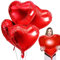 Herz Folienballon Rot 4PCS, XXL Herzluftballons Hochzeit, 32 Zoll Folienballons Herz, Herzluftballons Helium, Herzform Folienluftballon Deko Geeignet für Geburtstag Hochzeit Verlobung Valentinstag