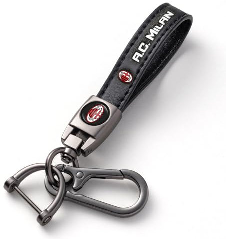 HDBDYH Leder Schlüsselanhänger für Auto für Fußballfans, AC Milan Auto Schlüsselanhänger für Motorrad, SUV, Truck, Unisex Auto Schlüsselanhänger Ersetzen Zubehör für Männer und Frauen
