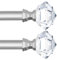 19mm Gardinenstange Silber 80 bis 148 cm, HOTOZON 2er Pack ausziehbar mit Halterungen und durchsichtigen Diamant-Endstücke