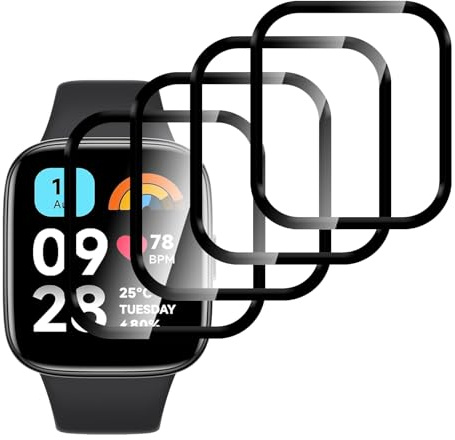 Dlxiks Protector de Pantalla para Xiaomi Redmi Watch 3 Active, Película protectora Antiarañazos, Dureza 9H, fácil instalación, Sin Burbujas, Antiarañazos, HD Transparente, 4 Unidades