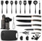 W&H Set di 25 coltelli da cucina, utensili da cucina in silicone con 5 coltelli e 1 forbici, set di utensili da cucina antiaderenti, lavabili in lavastoviglie – nero