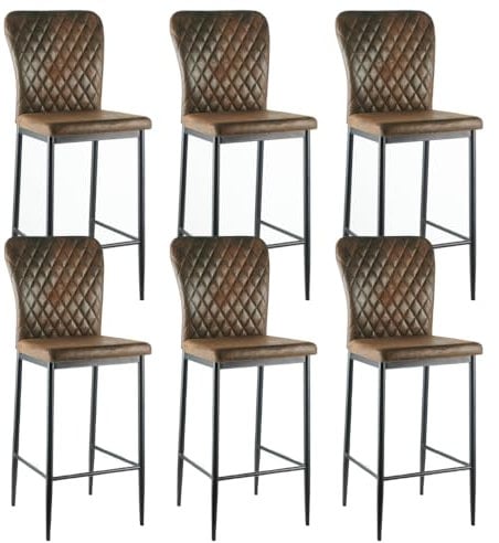JYMTOM Barhocker 6er Set Designer Barstuhl Hocker, Samt Stuhl für Polsterhocker,mit modischer Hocker mit Metallbeine Tresenhocker Rückenlehne Fußstütze für Bistro Esszimmer und Bar (6, Braun)