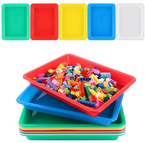 DAJAVE 20 Pcs Plastic Trays Art Activity tray 28x21x3cm Multicolor Serving Tray 5 Colors Deep Plastic Activity Trays Play Trays for School Home Art and Crafts, DIY Projects