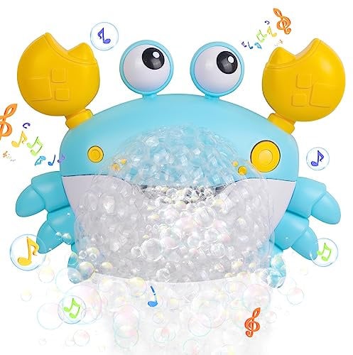 Hanmulee Crab Bath Bubble Toys for the Bathtub, Blows Bubbles and Plays 12 Children’s Songs, Automatic Bath Bubble Machine for Toddler Kids Baby Bath Toys Makes Great Gifts for 3 Years Girl Boy - BLUE