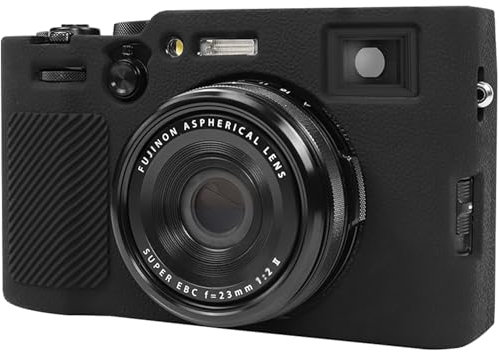 Elonbo for Fujifilm X100VI Digital Camera Silicone Case, Fujifilm X100VI Camera Soft Rubber Protective Case Soft Skin with Detachable Lens Cover, Black