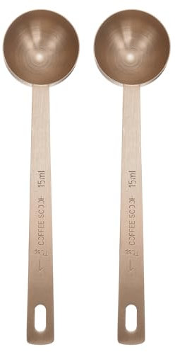sourcing map 2pcs Single Measuring Spoon 1tbsp (3tsp, 15ml) Teaspoon/Tablespoon 304 Stainless Steel Single Tiny Square Bowl Measuring Spoon Long Handle Measure Scoop, Rose Gold