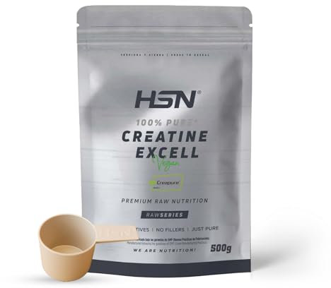 HSN Creatina 100% CREAPURE en Polvo Sin Sabor 500g | 100% Monohidrato de Creatina Micronizada | Incluye Dosificador de 10ml | Sin Añadidos y Libre de Contaminantes | No-GMO, Vegano, Sin Gluten