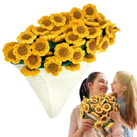 Generico Coperta Fiori All'Uncinetto | Coperta All'Uncinetto A Girasole,Kit Uncinetto Fatto a Mano, Bouquet Girasole Decorativo Copertine per Camera da Letto e Viaggio