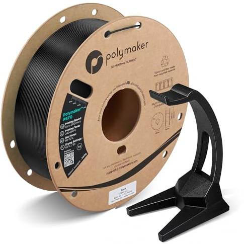 Polymaker PETG schwarzes 3D-Drucker-Filament, 1,75 mm, 1 kg, hoher Durchfluss und hohe Festigkeit, schnelles Drucken bis zu 300 mm/s, hervorragende Schichthaftung, verwindungsfrei, ideal für