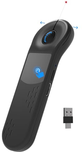 3-Link Air Maus für PC/iOS/Android mit Touchpad, wiederaufladbar, kabellos, Präsentation für PPT Pointer, Bluetooth, 2,4 G, Fernbedienung für PowerPoint/Keynote/Tiktok/Kamera/Kindle App (Schwarz)