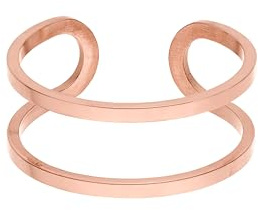 Purelei Basic Ring – filigraner, doppelreihiger Ring aus Edelstahl 14K vergoldet, 18K rosévergoldet oder silber (Größe 56–60) – Verstellbar und wasserfest (Rosegold)