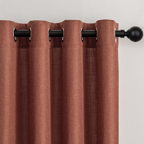 Vorhänge Gardinen Terracotta mit Ösen 140x245 cm-Vorhangschals Vintage Vorhang Leinen für Wohnzimmer Modern Schlafzimmer Gardine Halbtransparent Boho Scheibengardinen Vorhangschals Herbst 2er set