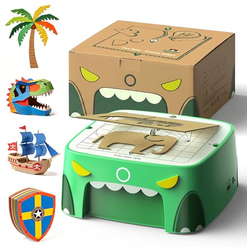 BEAVERBOT Cortador de Cartón Eléctrico Seguro para Niños, Herramienta Creativa de Manualidades, Corte de Papel Tela Cuero, Ideal para Niñas y Niños a Partir de 5 Años (verde)