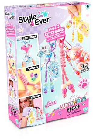 Canal Toys - Style 4 Ever DIY - Schlüsselanhänger Set für Kinder ab 6 Jahren - Gestalte 3 Trendige Schlüsselanhänger mit Aquacharms, Paracord, Perlen und Charms - Kreativset & Geschenkidee - OGF 367