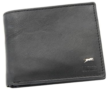 JAGUAR Portafoglio Uomo Pelle Vera Dotato di Scomparti Carte con Protezione RFID, Portamonete Banconote e Documenti, Idea Regalo Uomo dal Design Classico, Leggero (soli 70gr) Nero - Modello 2