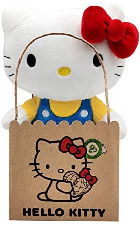 Joy Toy Hello Kitty in peluche ecologico 25 cm in mini shopper di carta, Multicolore
