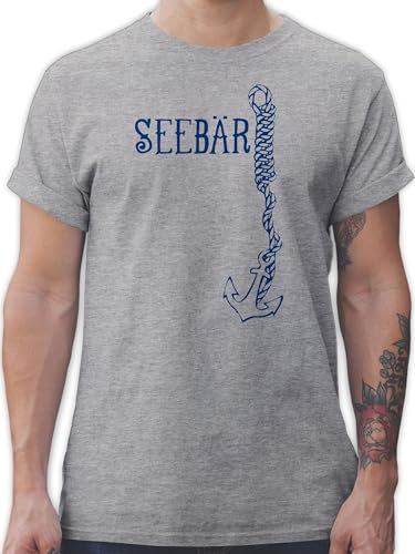 T-Shirt Herren - Schiffe - Seebär Anker - XXL - Grau meliert - Statement Shirts Wassersport seefahrer Shirt Tshirt Schwimmer t schwimmmotiv Schwimmen schwimm schwimmsport mit Aufschrift Statements