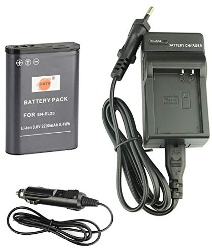 DSTE® Ersatz Batterie und DC152E Reise Ladegerät Compatible für Nikon EN-EL23 Coolpix P600 Coolpix S810c Coolpix P900 Coolpix P900S Digital Kamera