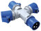 Electraline 80800 Adattatore multipresa 3 prese industriali con coperchio spina a 3 poli industriale IEC adatto per camper, campeggio, caravan, barca, cantiere Grigio