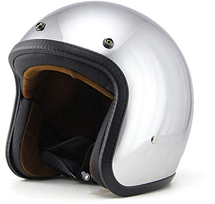 Woljay Cachi Casco del motociclo del casco del fronte aperto Scooter Cromo (Medium)