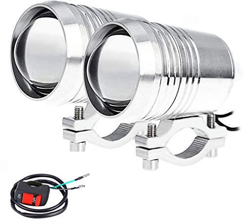 2 Pack faro de la motocicleta 6500K color blanco U2 punto de la motocicleta luz para Moto ATV camión, barco de la bicicleta del coche con el interruptor de apagado/encendido color negro/blanco