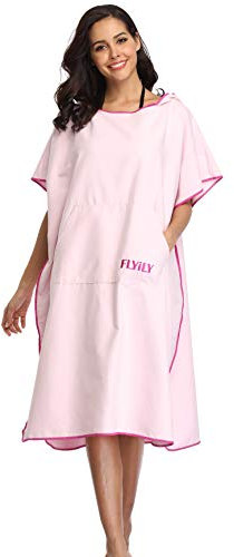 FLYILY Serviette Poncho Ultra légère et, Surfing Changement Serviette Robe avec Capuche Microfibre(Lightpink,L)