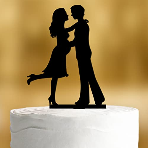 Cake Topper Babybauch [Schwangere Frau] - Acryl deko schwarz deko Hochzeitstorte Kuchendeko Hochzeit Tortendekoration Verlobung Tortenstecker Tortendeko Wedding cake