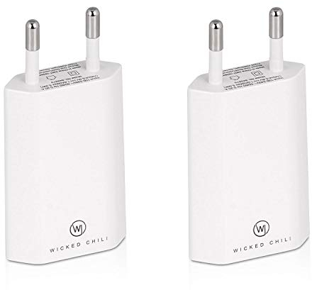 Wicked Chili 2X Pro Series Netzteil USB Adapter kompatibel mit Apple iPhone, Samsung Galaxy/Handy Ladegerät, Smartphone Netzstecker (1A, 5V) weiß