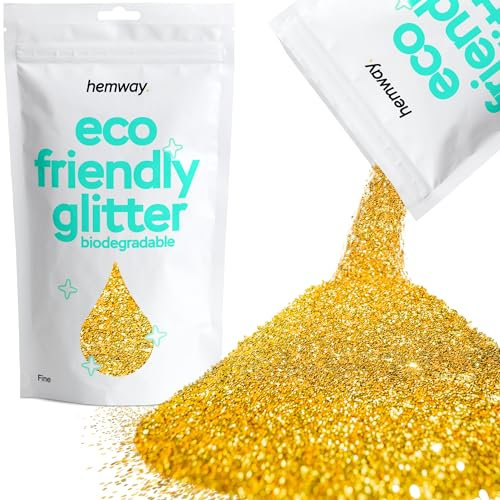 Hemway Eco Friendly Biodegradable Glitter - Gold | 100g Fine Plant-Based Metallic Flakes for Arts & Resin Crafts | Bio Supplies for Festival, Hair, Face, Body & Nail Art Decoration