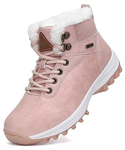 Stivali da Neve Ragazzi Ragazze Fodera Calda Scarpe Stivaletti Invernali con Imbottitura Calda Unisex Bambini Rosa Gr.33
