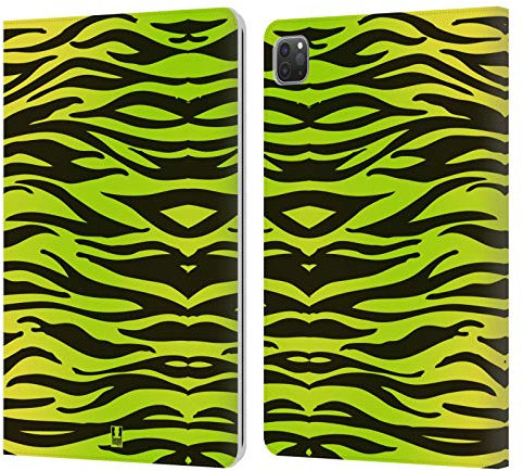 Head Case Designs Zebra Gialla E Verde Stampe Pazze Custodia Cover in Pelle a Portagoglio Compatibile con Apple iPad PRO 11 2020/2021 / 2022