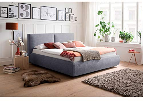 möbelando Polsterbett Ehebett Bettrahmen Doppelbett Bettgestell Atesio blau 180x200 cm
