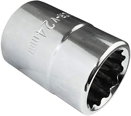 Aerzetix - C45284 - Douille de Vissage/Embout - Courte - 3/4x24mm - pour Clé/Cliquet Manuelle/Pneumatique - Corps Cylindrique - 12 Pans bi-Hexagonale - en Acier CR-V