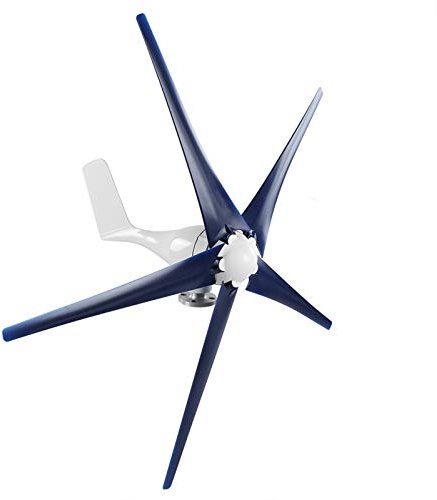 800W Windmühlengenerator 5-Blatt-Kleinwindkraftanlagen-Kit Industrielle Energieausrüstung(Blau 12V)