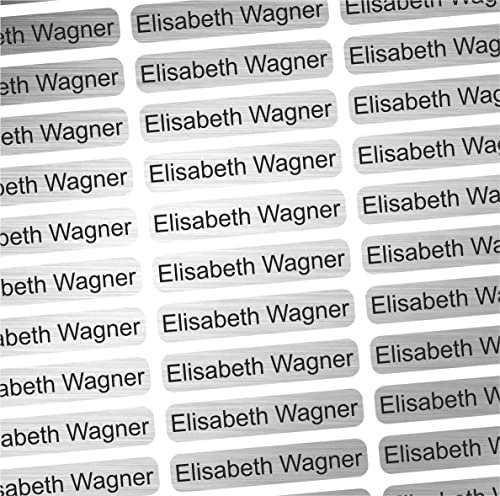 Namensaufkleber Erwachsene Altenheim, Pflegeheim & Krankenhaus - 36x7 mm - 150 Sticker personalisierte Namensetiketten für Eigentum, Bücher, Möbel, Hausschuhe, Brillenetui, Gehstock edelstahllook