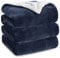 Bedsure Sherpa Fleece Throw Blanket King Size - Thick and Warm, Fluffy Microfiber Solid & Soft Blankets for Bed and Couch, Navy, 230x270cm