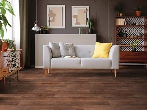 PVC Bodenbelag Vinylboden in rot-braunem Holz Design, DIN-A4 Musterstück