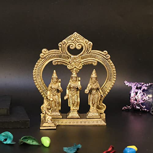 Artvarko™ Ram Darbar Messing Murti Lord Rama Laxman Sita & Hanuman Religiöses Idol Skulptur Set für Home Office Tempel Puja Dekor Höhe 17 cm