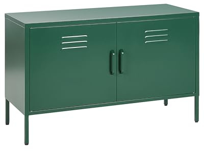 Sideboard mit 2 Türen 2 Griffen Stahl grün herausnehmbarer Regalboden Uria