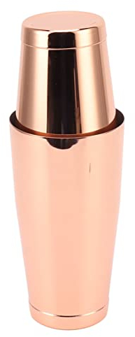 Shaker à cocktail en acier inoxydable 304 de style français pour boissons mélangées, recettes de martini, verre à mélanger mesuré et cobbler en acier inoxydable (cuivre plaqué avec tasse inférieure)